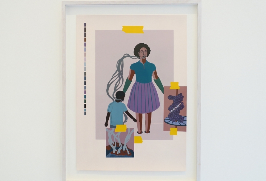 奧托邦戈．恩坎（Otobong Nkanga）於綠園城堡展區展出的作品《和解》（Reconciliation）。（攝影／王萱）