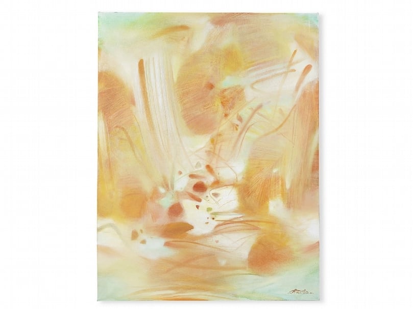 朱德群《無題》，油彩畫布， 115 x 89 公分，1988 年作，估價：1,800,000-2,500,000 港元。（香港邦瀚斯提供）