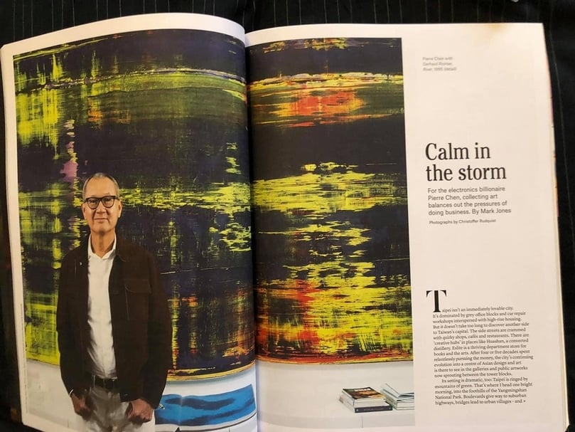 國際拍賣公司佳士得以「在暴風雨中平靜下來 」（Calm in the storm）來形容陳泰銘董事長。（簡秀枝提供）