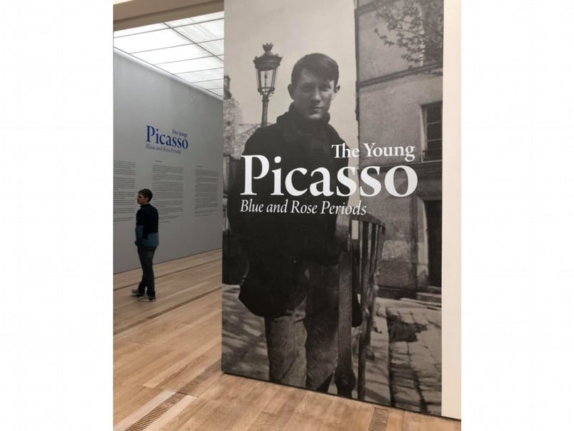 「年少的畢卡索——藍色與粉紅色時期」（The Young Picasso - Blue and Rose Periods）展覽現場。（簡秀枝提供）