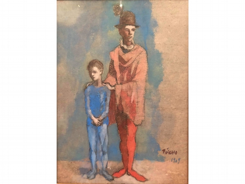 「年少的畢卡索——藍色與粉紅色時期」（The Young Picasso - Blue and Rose Periods）展出作品局部。（簡秀枝提供）