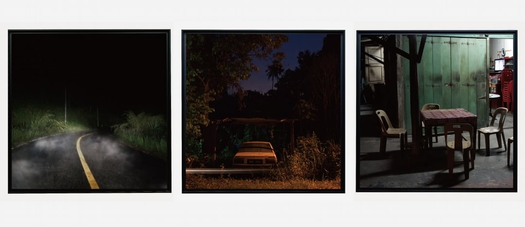 左起：沈綺穎《餘跡之一》（Remnants #1）、《餘跡之二》（Remnants #2）、《餘跡之三》（Remnants #3），維棉漿紙、藝術微噴，110.5 x 110.5cm，2016。（漢雅軒提供）