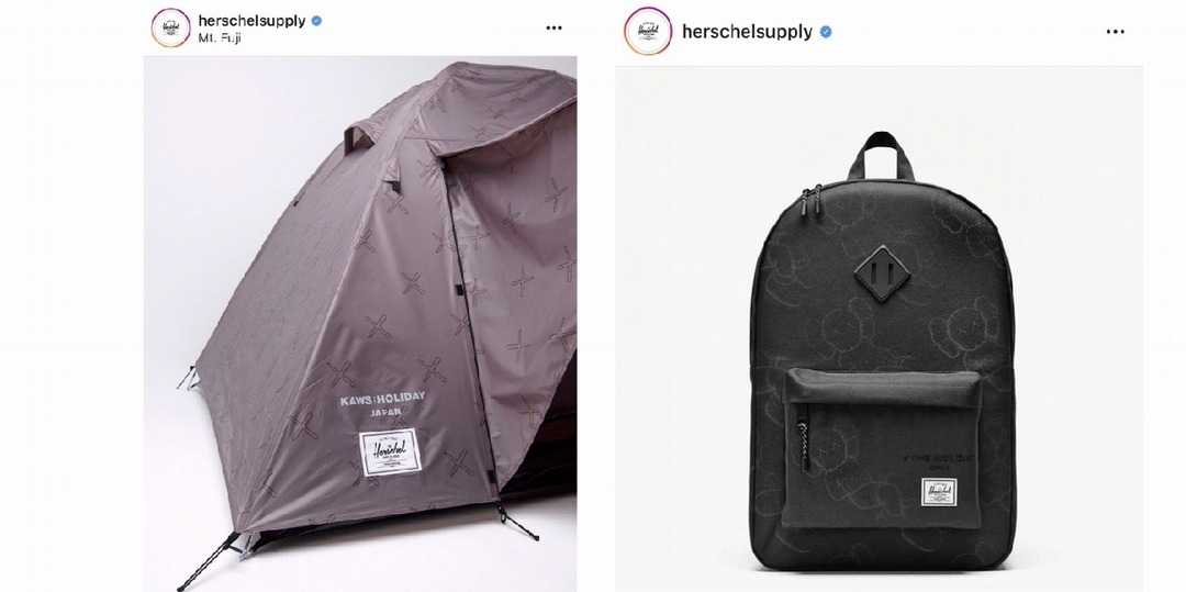 《KAWS：HOLIDAY》日本站與Herschel Supply合作推出園區現定聯名帳篷與後背包。（擷自Herschel Supply Instagram）