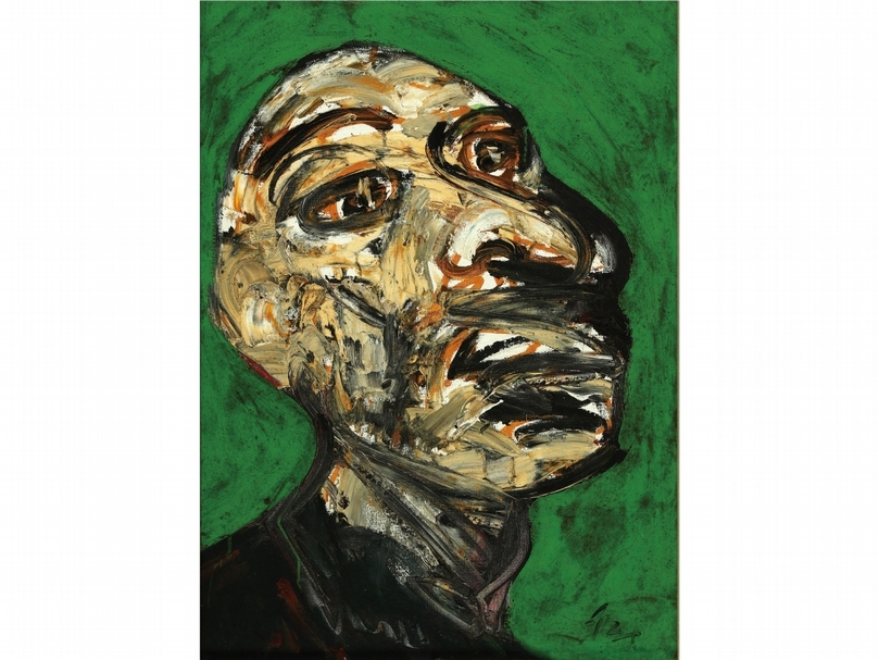 邱亞才《感情老虎》，油彩、畫布，70x52cm。（宜蘭美術館提供）