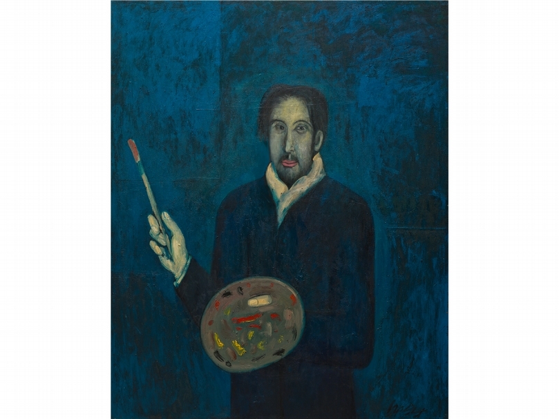 邱亞才《四十歲的畫家》，油彩、畫布，162x130cm，1991。（宜蘭美術館提供）