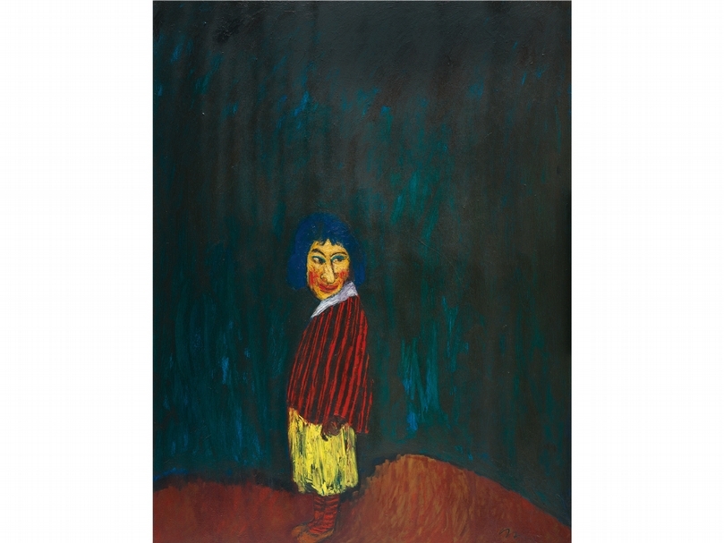 邱亞才《人生浣腸》，油彩、畫布，153.5x117.5cm。（宜蘭美術館提供）
