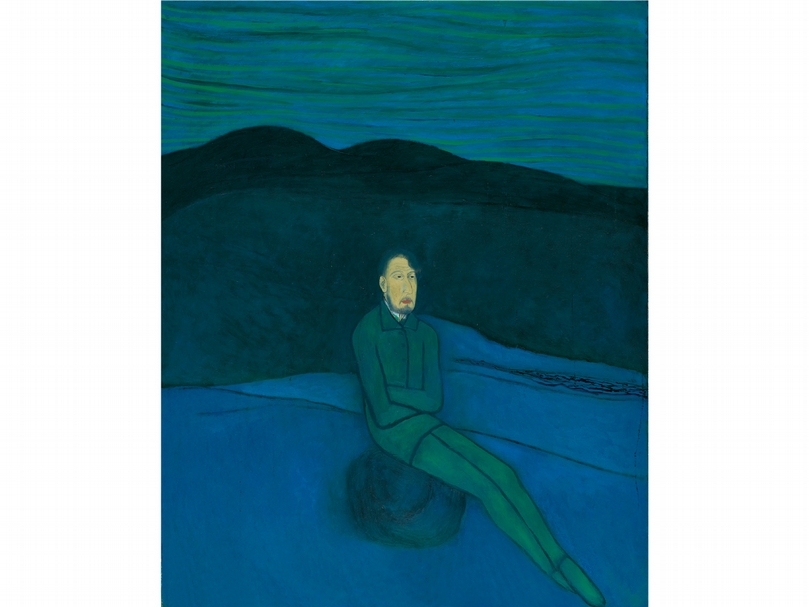 邱亞才《原野中的旅人》，油彩、畫布，162x130cm，1996。（宜蘭美術館提供）