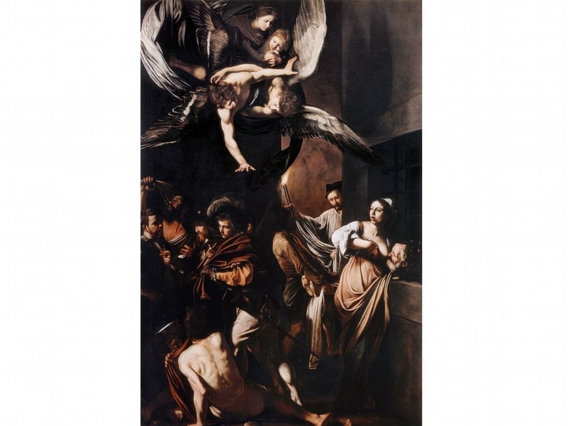 卡拉瓦喬1607年作《七件善事》（The Seven Works of Mercy），仁慈山小教堂（Pio Monte della Misericordia）收藏。（©Wikipedia）