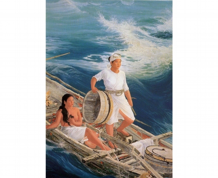 日本畫家有許多人關注「海女」，杉山寧（Yasushi Sugiyama）1934年的作品《海女》更榮獲帝展特選。（本刊資料室）