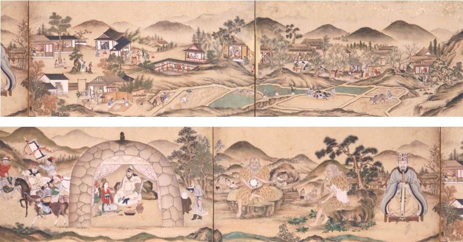 〈世界四大洲、四十八國人物圖屏風〉局部。（國立故宮博物院提供）