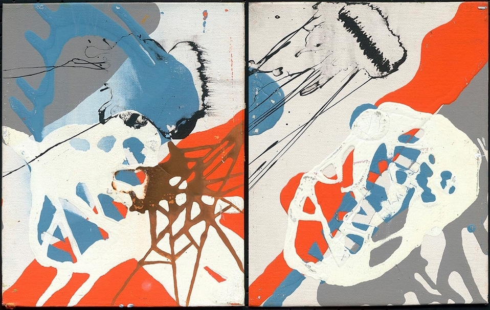 李國坤《大地變貌》，複合媒材，30x24cm（2件），2018。（羅丹藝境提供）