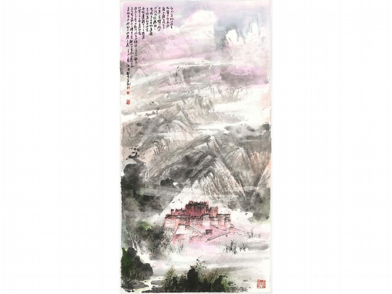 江明賢2019年作《布拉達宮》，136×68公分。