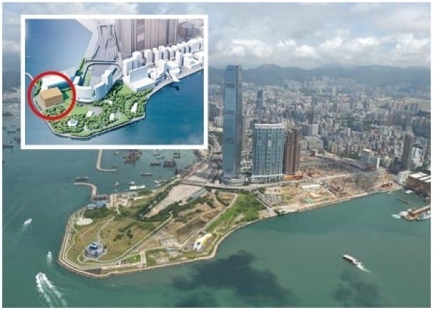 香港故宮文化博物館位於西九龍填海區臨海地段西九文化區的預定地。（取自網路）
