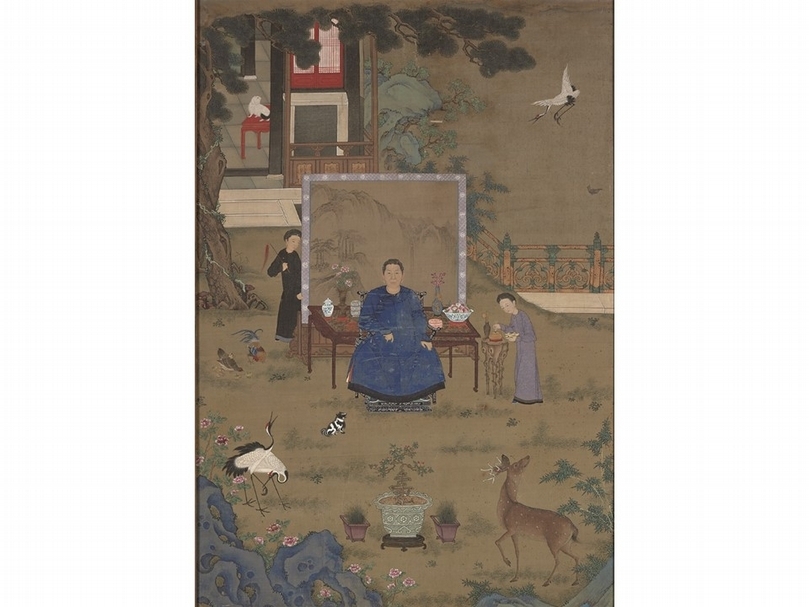 18世紀佚名〈祝壽圖〉，絹本水墨設色掛屏，William Rockhill Nelson基金購買，Courtesy of The Nelson-Atkins Museum of Art。