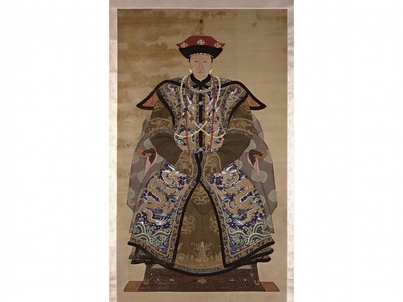 18世紀佚名〈祖宗像〉，絹本水墨設色掛軸，William Rockhill Nelson基金購買，Courtesy of The Nelson-Atkins Museum of Art。