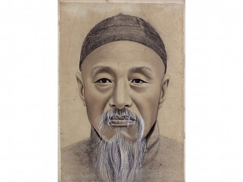 19世紀佚名〈人物肖像冊．戴帽蓄鬍老翁〉，紙本水墨設色冊頁，William Rockhill Nelson基金購買，Courtesy of The Nelson-Atkins Museum of Art。