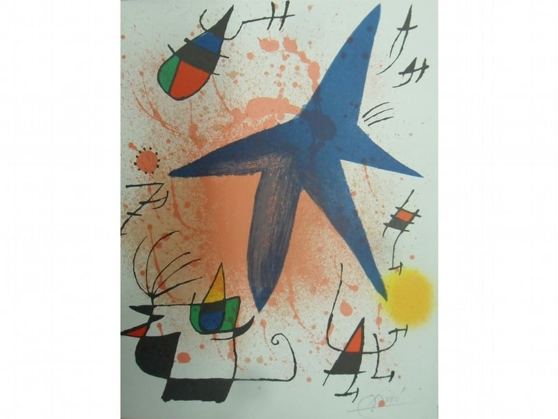 胡安．米羅（Joan Miró）《星星》，石版畫，鉛筆簽註，26 x 31.75cm，1972。（曜畫廊提供）