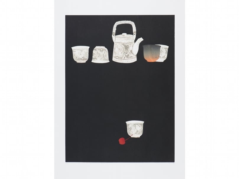 廖修平《歲暮憶往》，美柔汀、紙凹版，61×45cm，1982。（曜畫廊提供）