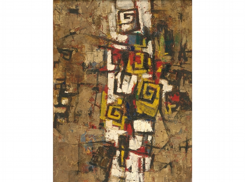 廖修平《作品A》，油彩、畫布，118×90cm，1962。（尊彩藝術中心提供）