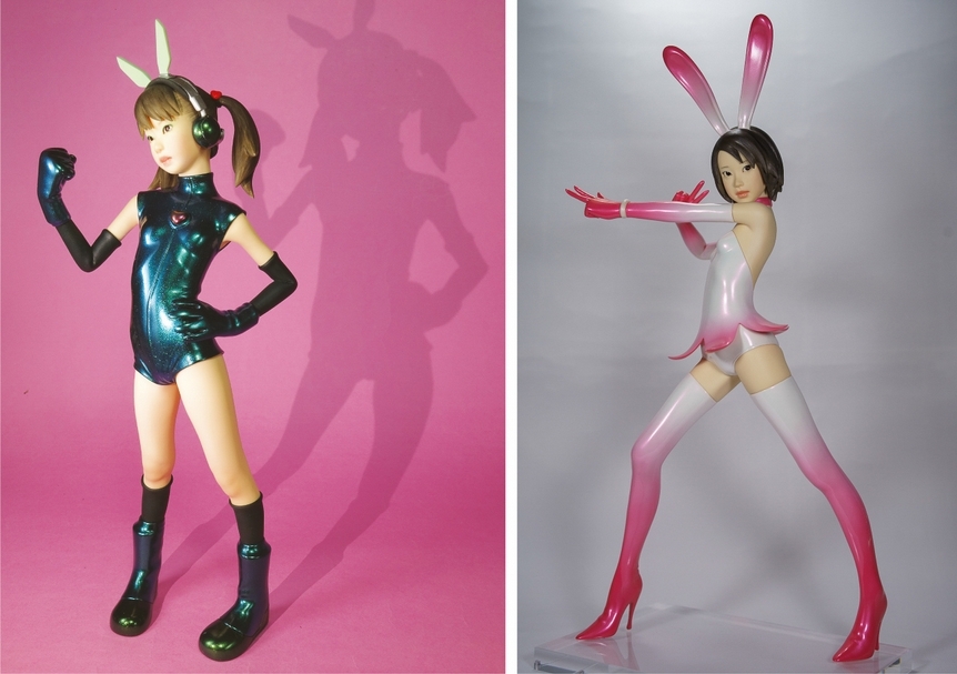 左圖：櫻文鳥《VALFOX》，2011年（平成23年），藝術家自藏；右圖：櫻文鳥《Bunny Rabbit》，2007年（平成19年），藝術家自藏。（北師美術館提供）