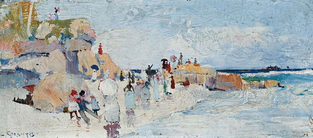 「9乘5英吋印象畫展」（9 by 5 Impression Exhibition）中，所展出的查爾斯．康得（Charles Conder）的作品。（©Wikipedia）
