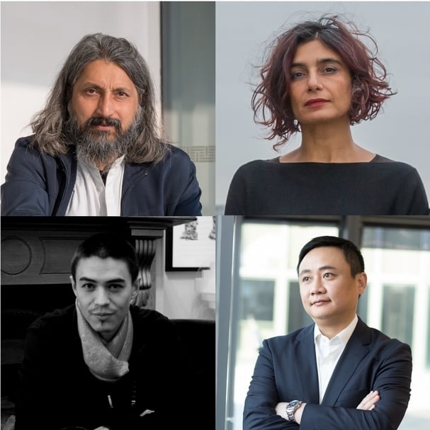 主題講者（keynote speaker）包括：印度瑞克斯媒體小組（Raqs Media Collective）的吉比許．巴什（Jeebesh Bagchi，左上）和莫妮卡．納魯拉（Monica Narula，右上）、新加坡國立大學副教授鄭大衛（David Teh，左下）及香港M+博物館資深策展人皮力（右下）。（© CIT19）