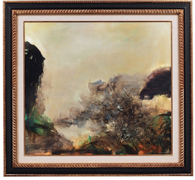 趙無極《24.01.73》,油彩畫布,96 × 106 cm,1973年作,預估價:1500萬至2000萬港元。(中國嘉德香港提供)