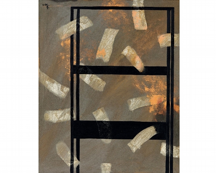 王懷慶《空間》,油彩、複合媒材、畫布,101×80cm,1994年作,預估價:480萬至580萬港元。(中國嘉德香港提供)