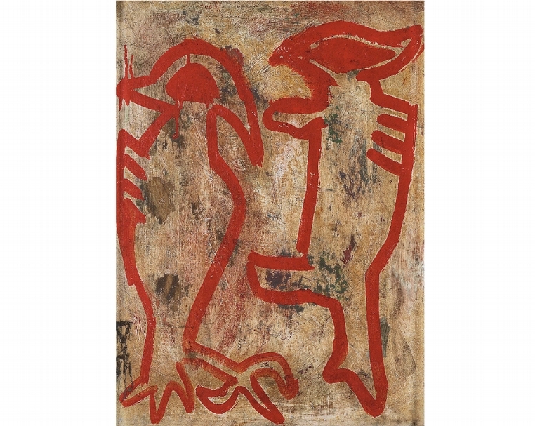 丁衍庸《鴻虎 IV》,油彩木板,40×29.5cm,1960年代作,預估價: 80萬至120萬港元。(中國嘉德香港提供)