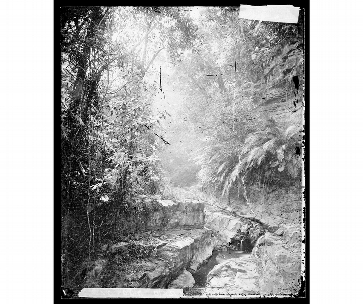 約翰．湯姆生（John Thomson）於1871年拍攝的《甲仙埔與荖濃間的山溪》（A mountain stream between Kas-sanpo and Laulong.）。（© Wellcome Collection, CC BY 4.0）
