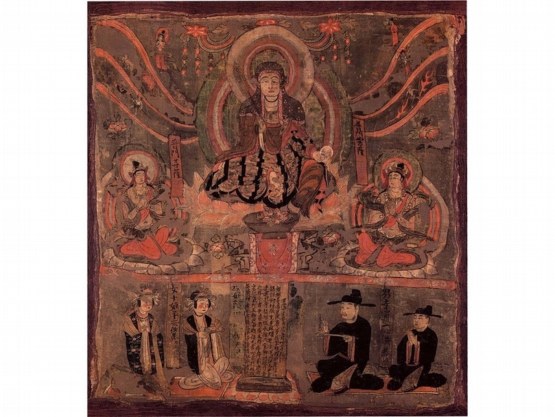 SP. 19:宋建隆四年(963)《被帽地藏菩薩圖》,大英博物館藏。圖/大英博物館監修《西域美術:大英博物館斯坦因藏品II》。(作者提供)