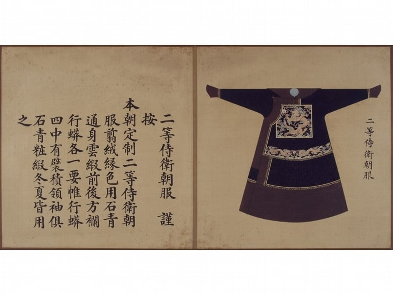 清二等侍衛冬、夏朝服彩圖,出自清《皇朝禮器圖式》。(李理、李姝夢提供)