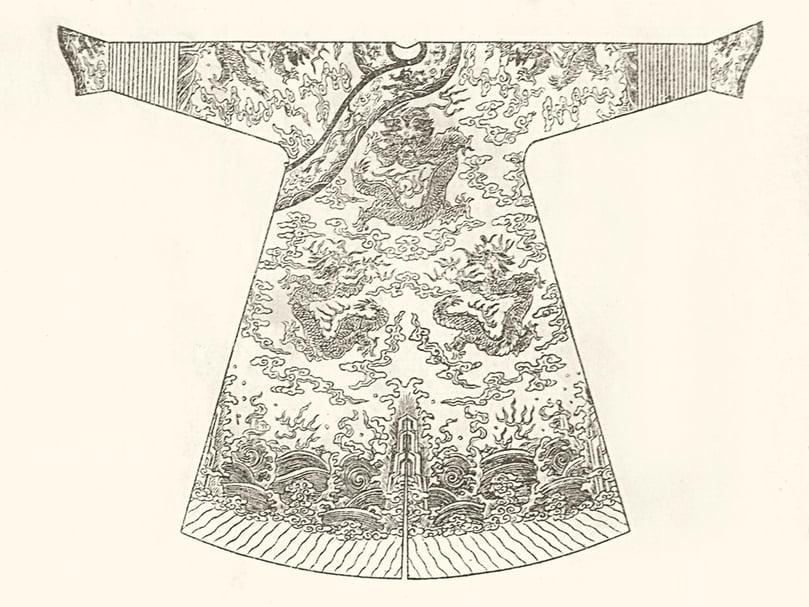清宮侍衛吉服袍(蟒袍)圖,出自清《皇朝禮器圖式》。(李理、李姝夢提供)