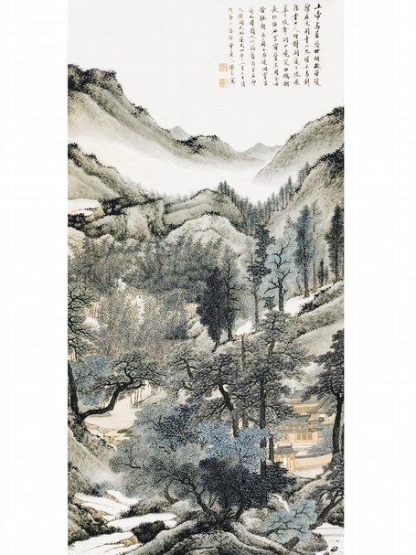 張崟《洞霄宮圖》，紙本設色，134.1x66.2cm，1824。（大觀藝術空間提供）