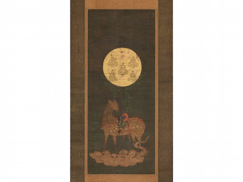日本佛教圖像中常有動物，圖為14世紀《春日鹿曼荼羅》。（©The Metropolitan Museum of Art）