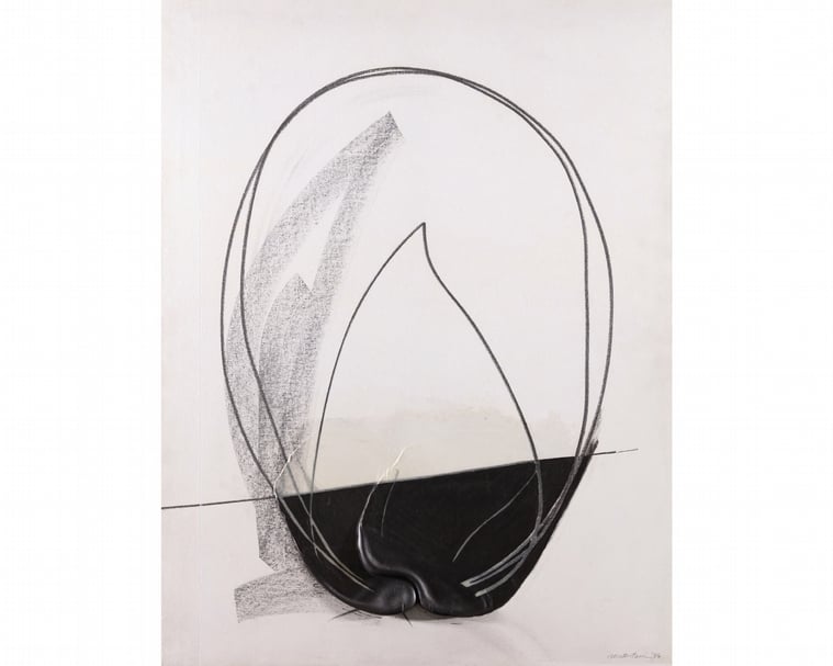 松谷武判《書體 94-6-20》，綜合媒材、畫布，116×89 cm，1994。（保利香港提供）