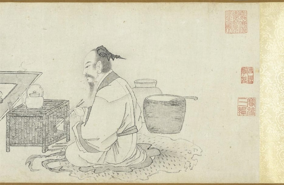 明王問《煮茶圖》,圖為局部。(國立故宮博物院提供)