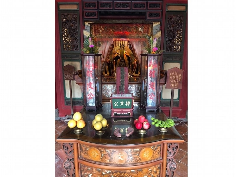 三山國王廟中有韓文公祠，主祀神明為韓愈。（攝影／蘇子翔）