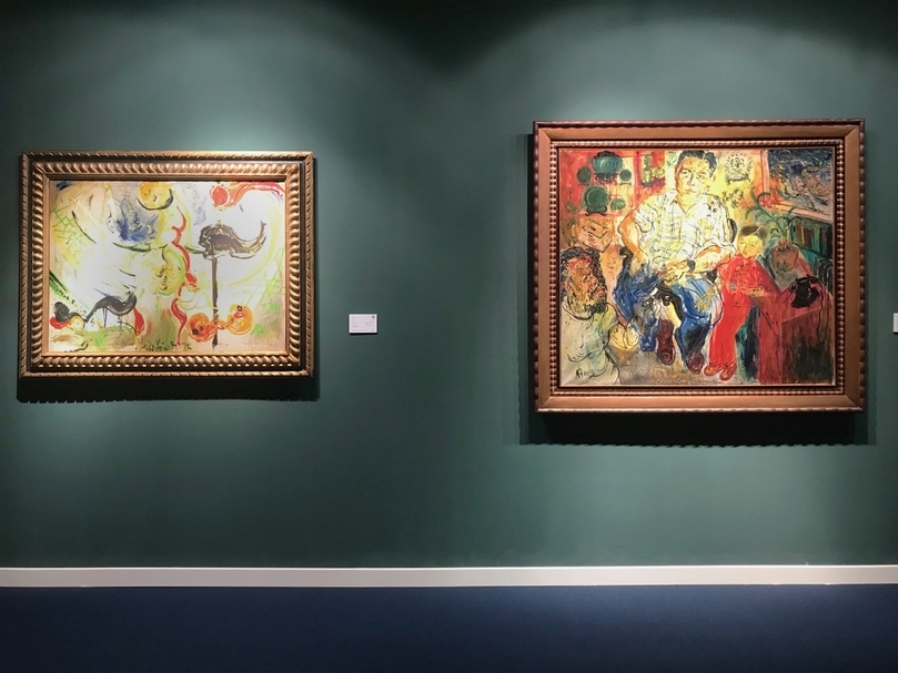 阿凡迪(Affandi)的二件拍品則呈現兩樣情,右側的《ARI(Affandi, Raka and Iwan)》以449萬5千港元成交價排名「現代及當代東南亞藝術夜場」第四;而左側的另一件《太陽之塔,世界博覽會’ 70,大阪》則以流拍收場。(本刊資料室)