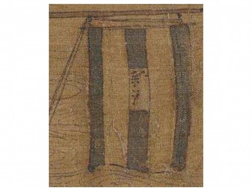 北宋張擇端《清明上河圖》畫中描繪的酒旗，北京故宮博物院藏。（©wikipedia）