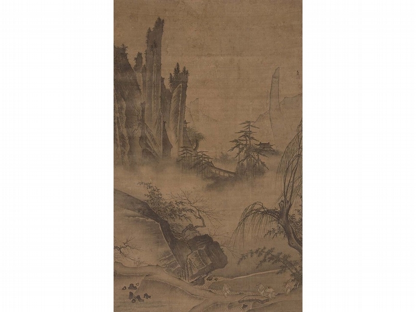 戴進〈仿馬遠踏歌圖〉軸，絹本水墨設色，182.4×107.4公分，香港中文大學文物館藏。（香港中文大學文物館提供）
