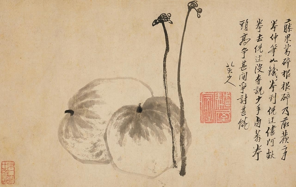 清初八大山人《蕨瓜圖》估價800萬至1,000萬港元，成交價977萬5,000港元。（香港蘇富比提供）