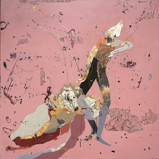 余潮松《還原與重生之三》，漆畫，100×100cm，2019。 （養心空間提供）