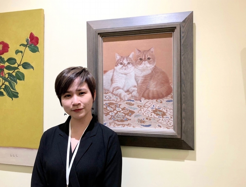 藝術家陳珮怡的膠彩繪畫於敦煌藝術中心展出現場。（本刊資料室）