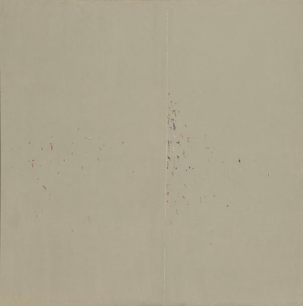 佛列德．威廉斯（Fred Williams）《風景中的尤加利樹》（Gum trees in a landscape），畫布、油彩，198.8×198.6cm，1969。（© www.ngv.vic.gov.au）