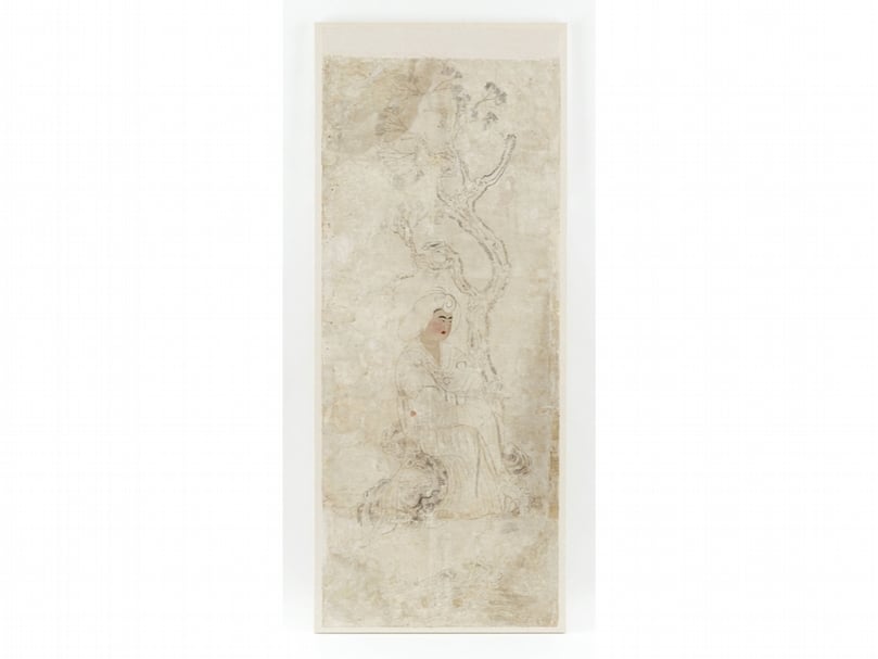〈鳥毛女立屏風〉第四扇，共六扇，正倉院寶物，136.2×56.2公分。（宮內廳正倉院事務所提供）