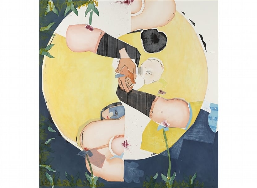 馬格納斯．普萊森（Mangus Plessen）《無題（旋轉）》，布面油畫、炭筆，213x204x3.5cm，2019。（© Mai 36 Galerie）