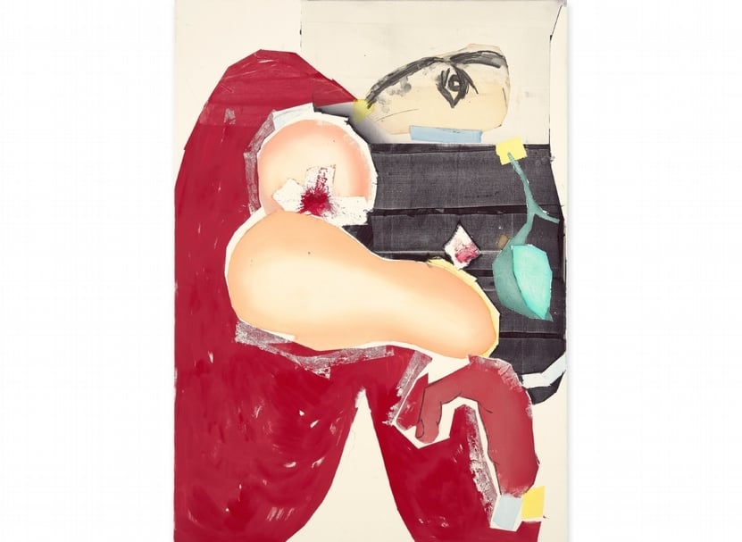 馬格納斯．普萊森（Mangus Plessen）《無題（50）》，布面油畫、炭筆，97x69x3.5cm，2018。（© Mai 36 Galerie）