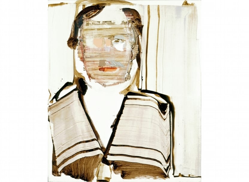 馬格納斯．普萊森（Mangus Plessen）《V領》，布面油畫，55x46.5x2.5cm，2005。（© Mai 36 Galerie）