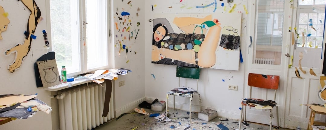 馬格納斯．普萊森（Mangus Plessen）工作室一景。（© Mai 36 Galerie）